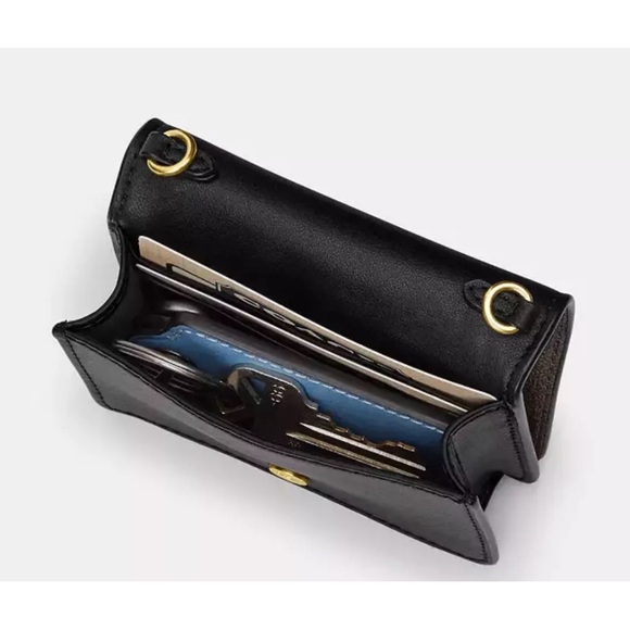 NWT Coach Mini Wallet On A Chain Black - Picture 4 of 6